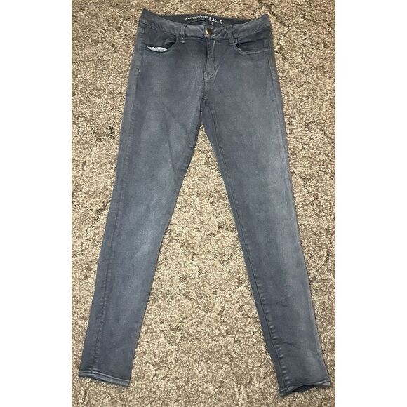 American Eagle Outfitters‎ Jeans Womens 4 Regular Gray Super Stretch Jeggings - Picture 1 of 8